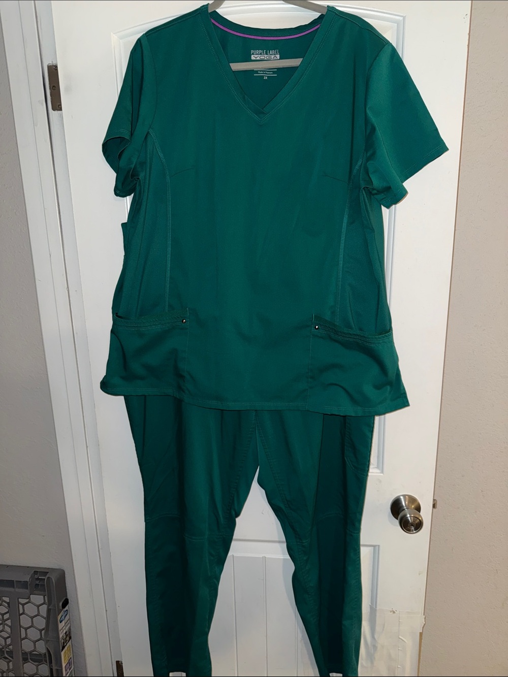 healing hands Green V-Neck Scrub Top & Pants